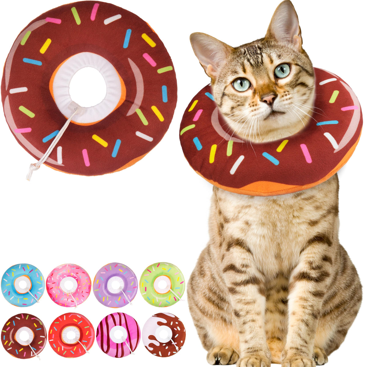 WONONE Cat Cone Collar Soft, Adjustable Cat Recovery Collars Spay Cones to Stop Licking, Cute Kittens Donut E Collar After Surgery, Anti-Lick Wound Healing Elizabetan Collars for Kittens (Pink, Small)