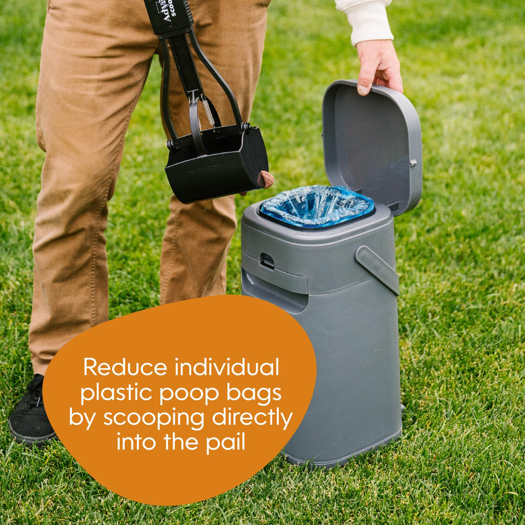 Pet Genie Pail | Dog Waste Disposal System for Outdoor and Indoor Odor Control | Dog Poop Trash can | Includes 1 Square Refill Bag that Lasts up to 2 Months