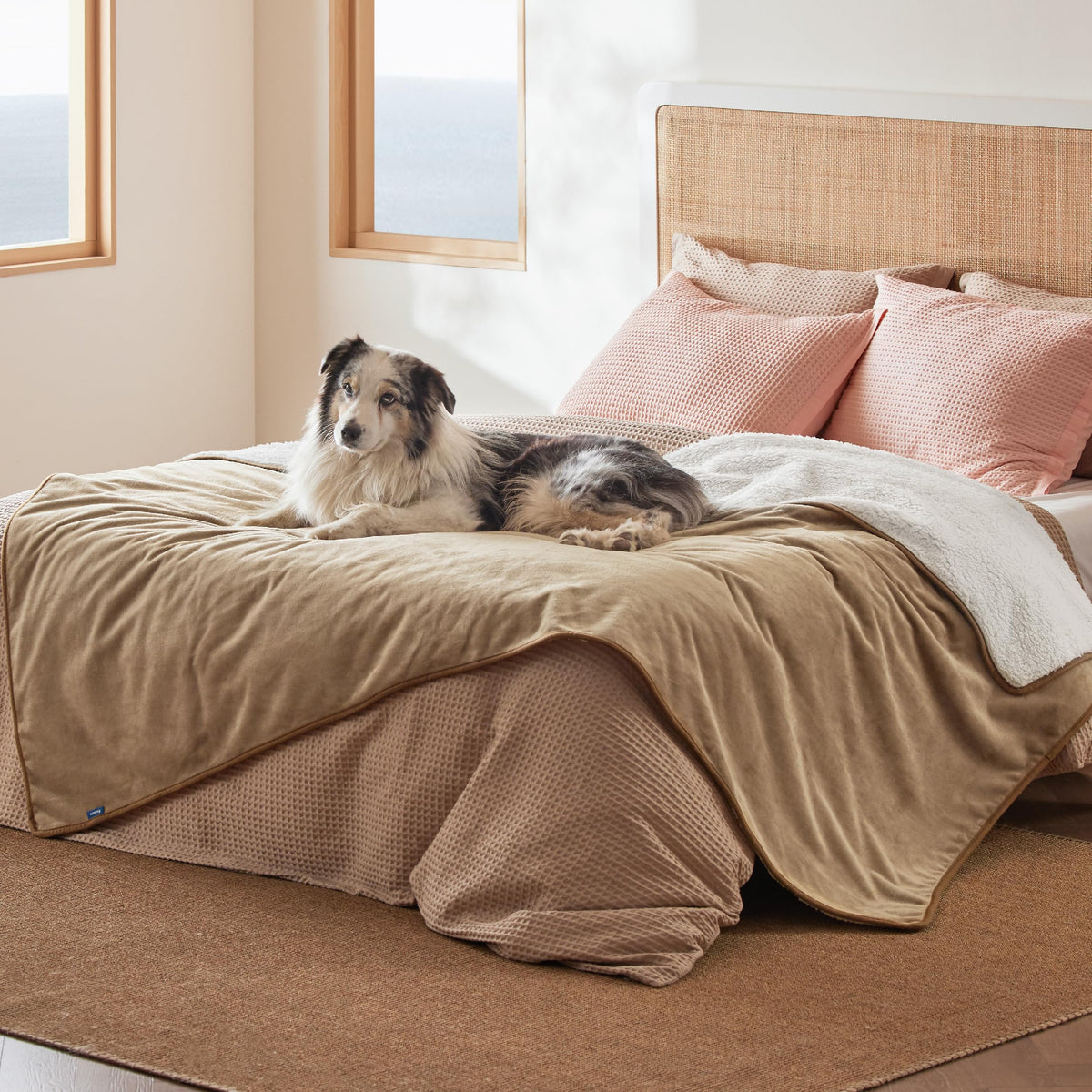 Bedsure Waterproof Blanket for Bed Soft Sherpa Fleece Throw,King 108"x86"
