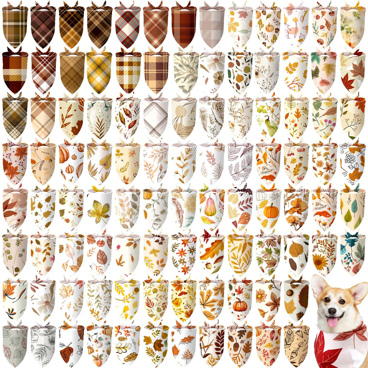 Huhumy 100 Pcs Christmas Dog Bandanas Bulk Christmas Bandanas for Dogs