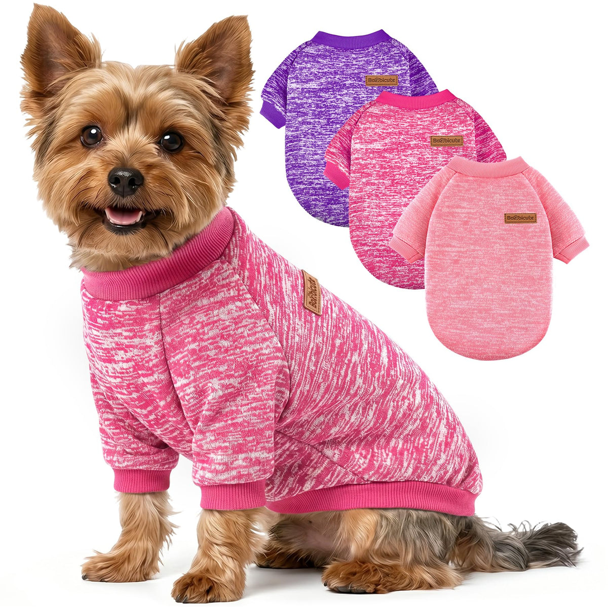 BAOBICUTE 1 Pack Dog Sweater for Small Dogs Girl Boy Winter Fleece Clothes Warm Soft Dog Sweatshirt Outfit for Dogs Cats Pet Apparel