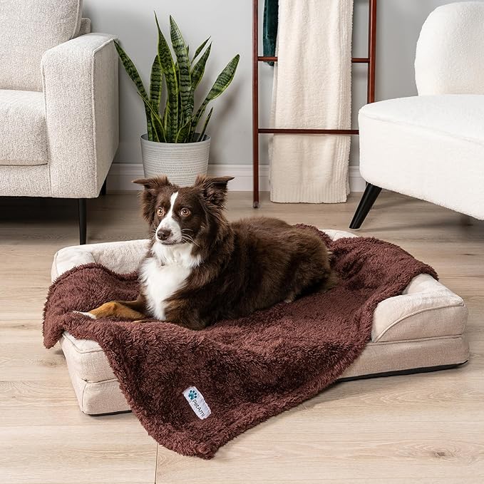 PetAmi Soft Plush Sherpa Dog Blanket for Pet Cat, Medium 29x40, Brown
