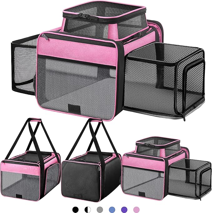 Top and 2 Sides Expandable Pet Carrier 17x11x9.5 TSA Airline Approved