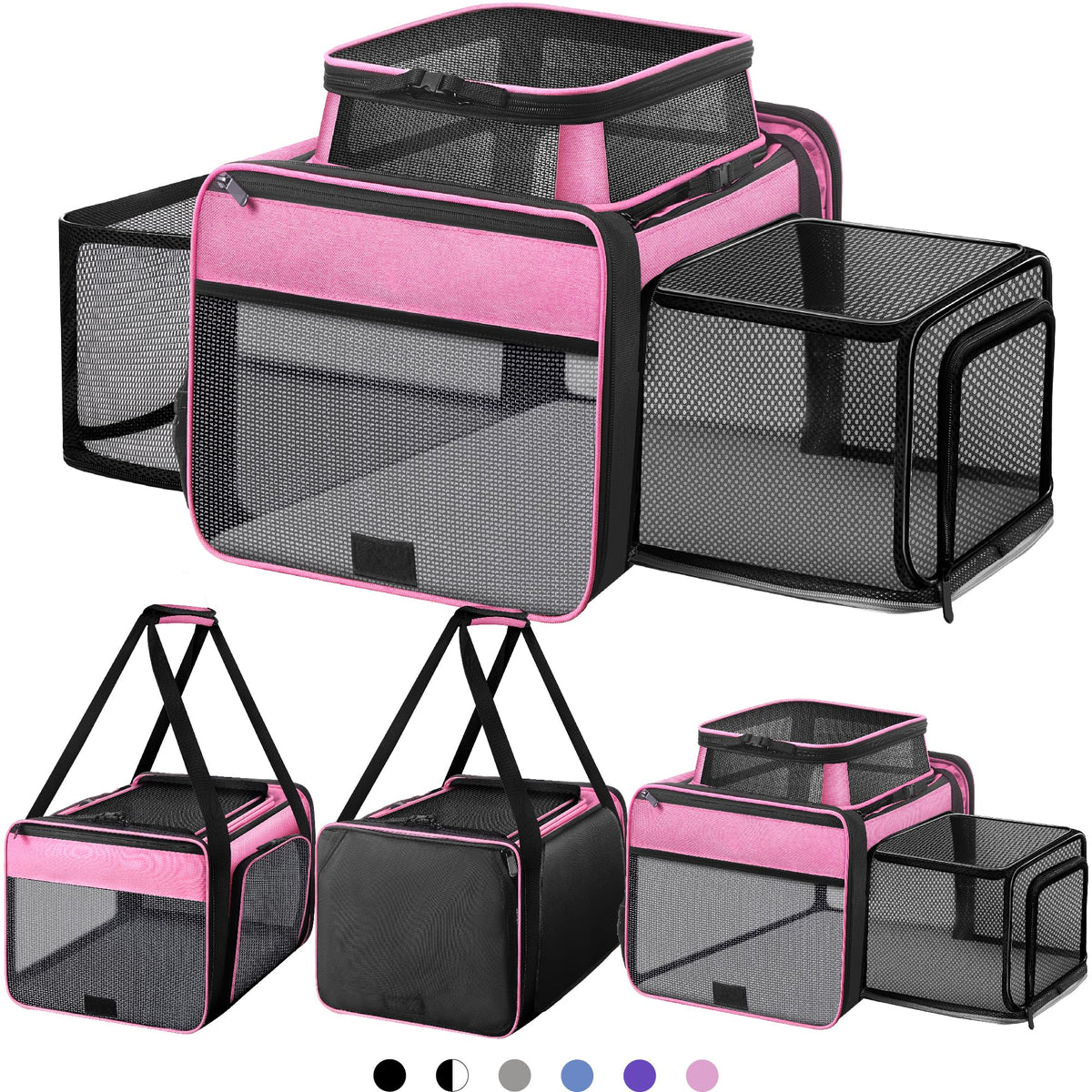 Top and 2 Sides Expandable Cat Carrier 18x11x11 TSA Airline Approved