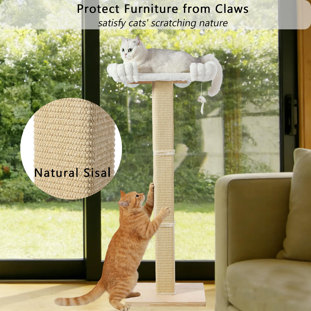 Cat Scratching Post with Large Window Perch, 47-Inch Tall Sisal Cat Tree