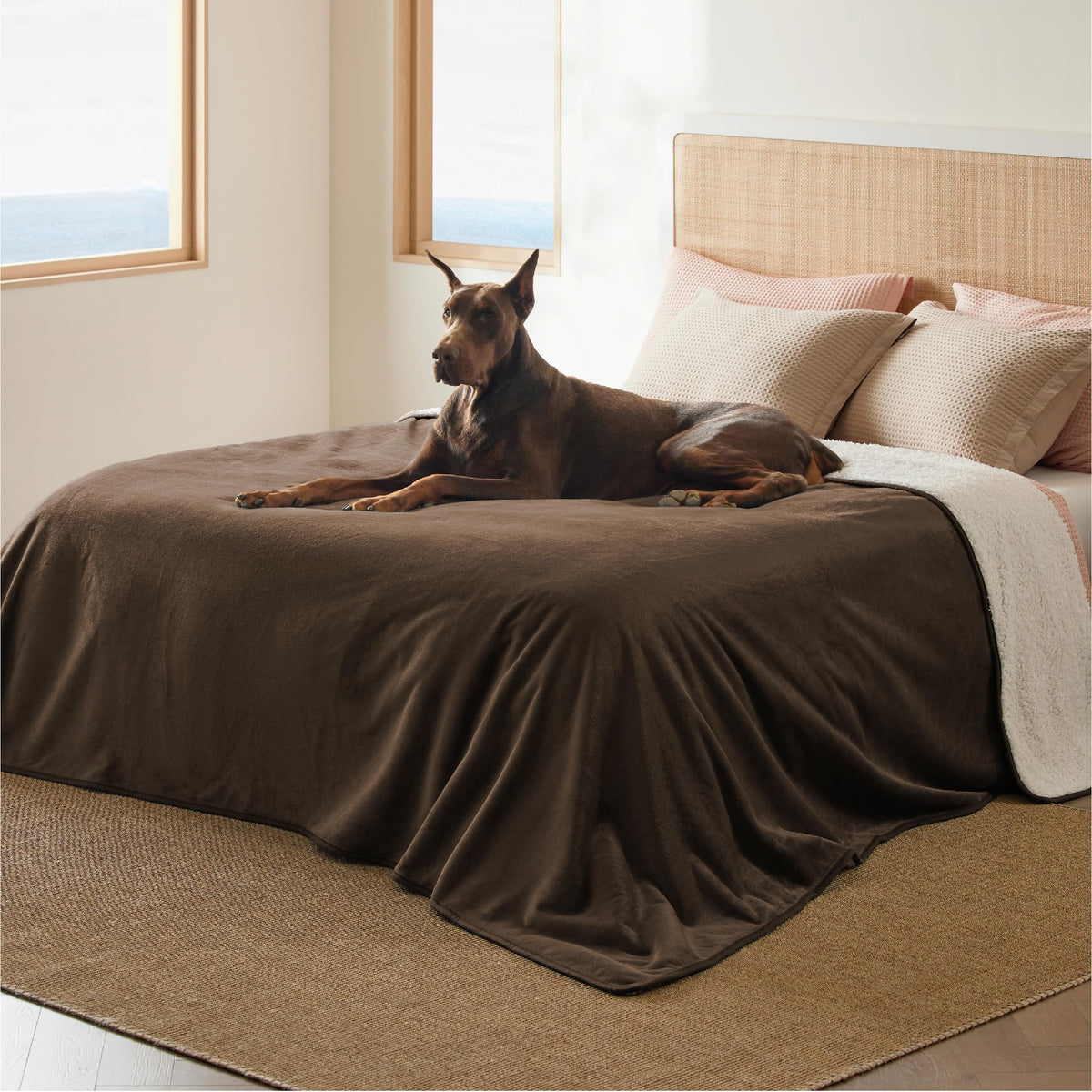 Bedsure Waterproof Blanket for Bed Soft Sherpa Fleece Throw,King 108"x86"