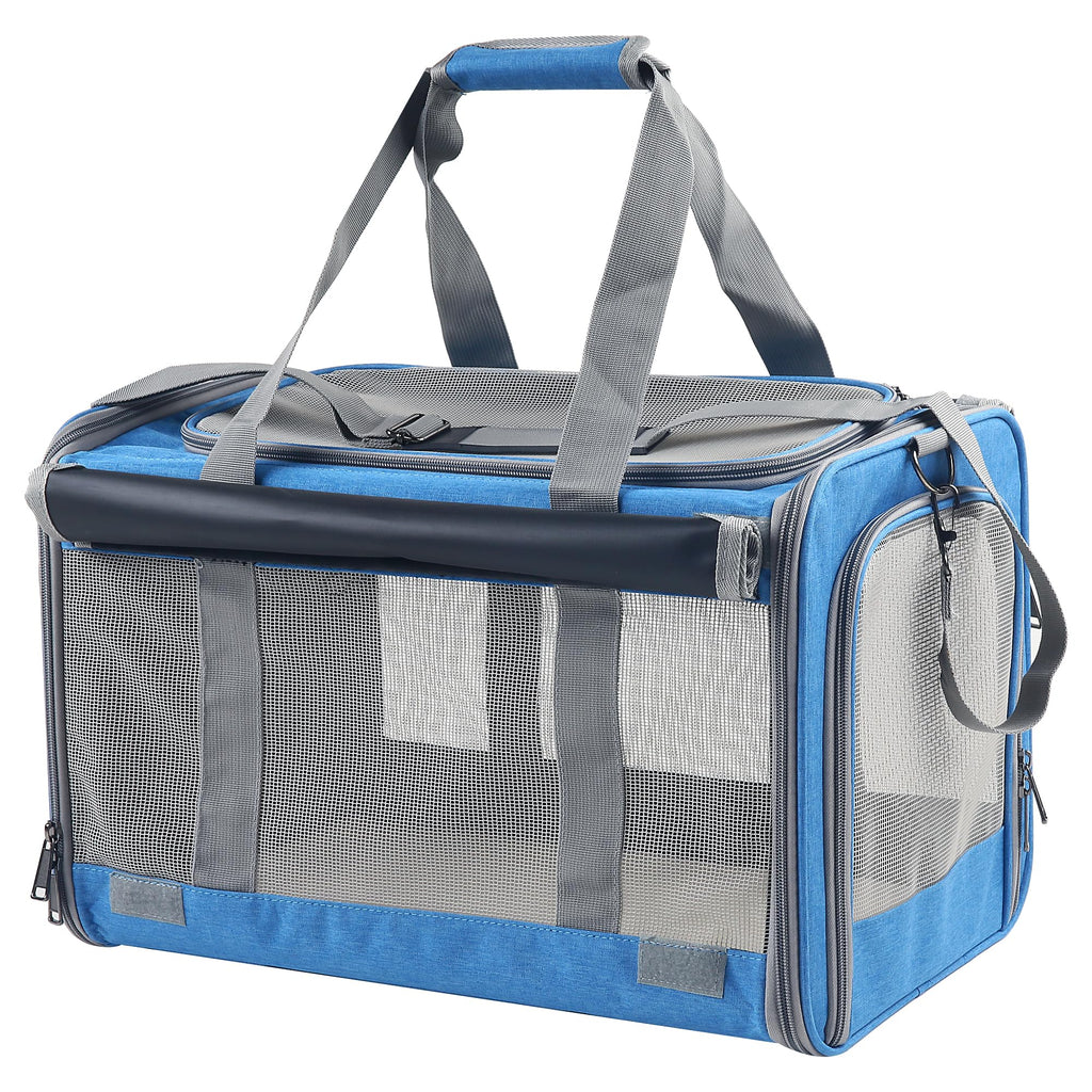 Adkyop Large Cat Carriers Dog Soft Sided Carriers Cat Soft Sided Carriers Airline Approved Kitten Carrier Reptile Carrier Squirrel Carrier Guinea Pig Carrier(Large_Blue)
