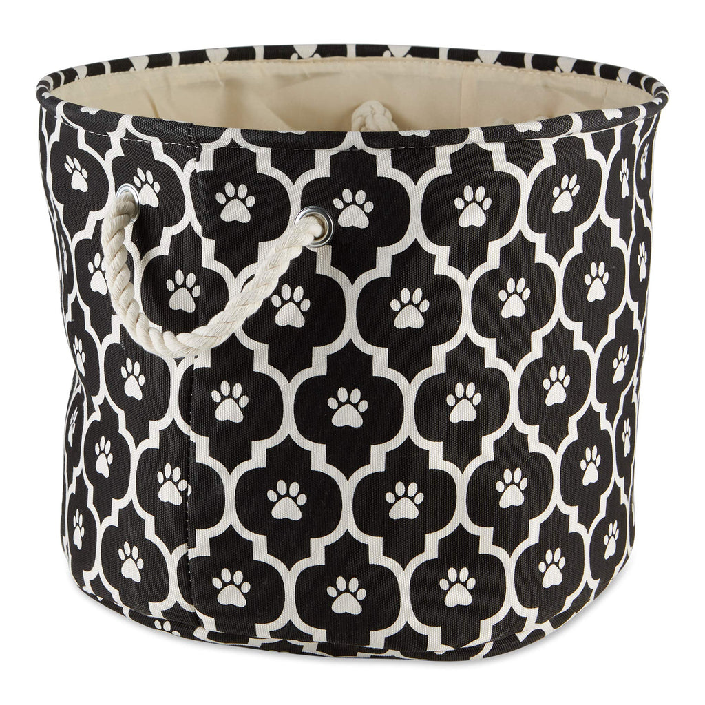 Bone Dry Pet Storage Collection Lattice Paw Print, Black, Small Round