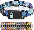 Dog Collar for Boys & Girls, Puppy Collar for Small to Large Dogs, Adjustable Soft Pet Collar with Safety Buckle for Male & Females (Purple Floral, S)