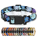 Seyezo Dog Collar, Floral Puppy Collar for Boys Girls, Purple Floral, L