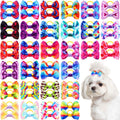 Shinylin 60 Pcs Cute Puppy Dog Hair Bows Small Bowknot Hair Bows with Rubber Bands Handmade Knot Accessories Pet Grooming Products for Holiday Birthday Gift(Tie Dye)