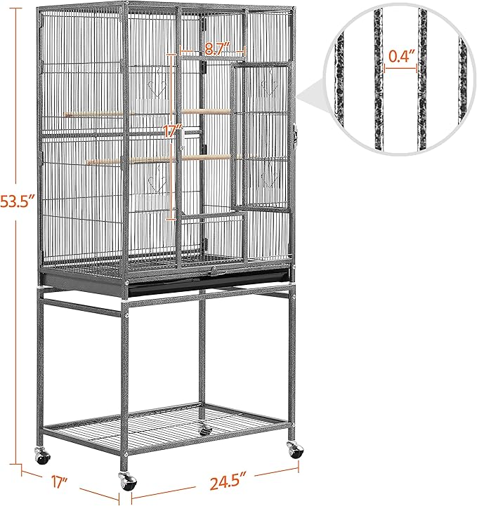 Yaheetech Wrought Iron Extra Large Bird Parakeet Cage with Detachable Stand for Cockatiel Sun Green Cheek Conure Lovebird Budgie Finch Canary Bird