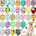 Eccliy 30 Pack Dog Bandanas Summer Bulk Fruit Dog Bandanas Adjustable Soft Triangle Scarf Washable Polyester Girl and Boy Pet Costume Bib with Fruit Patterns Large Pet Grooming Accessories Spring
