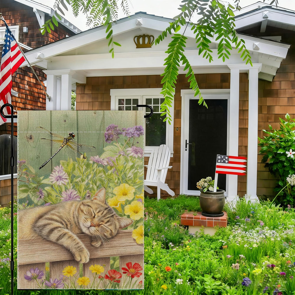 ALEXMACLIST Spring Summer Cat Garden Flag 12x18 Inch Double Sided Outside