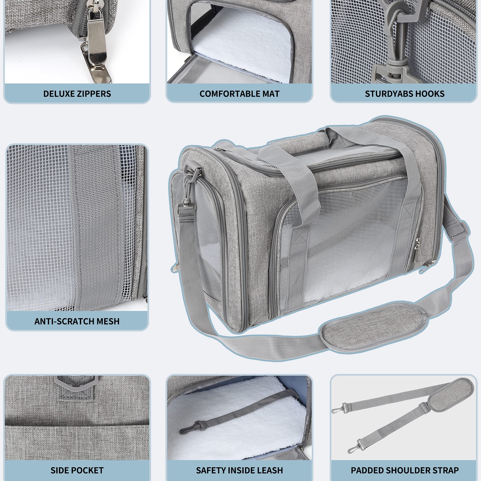 Mile High Life | Outdoor Travel Pet Carrier | Kitty Puppy Cat Carriers | Collapsible Dog Carrier for Small Medium Dogs | Cat Crates w Breathable Mesh with Soft-Sided (Grey, Medium)