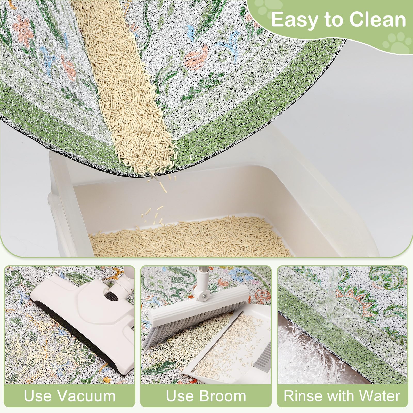 Bienbee Cat Litter Mat, 33" x 22" Dense Trapping Mesh for Litter Boxes
