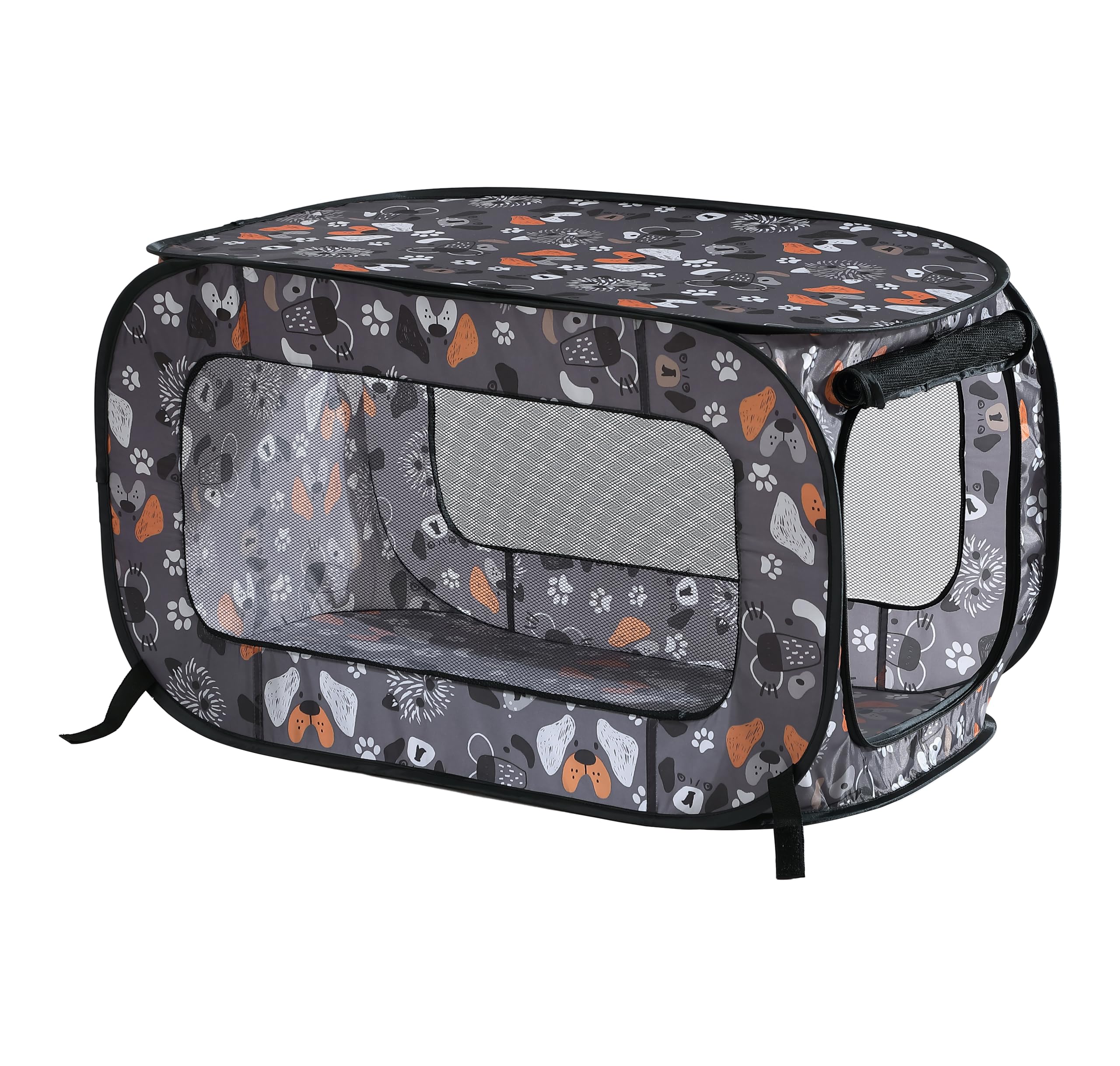 Portable Collapsible Pop Up Kennel, 36" L x 22" W x 22" H, Face of Love