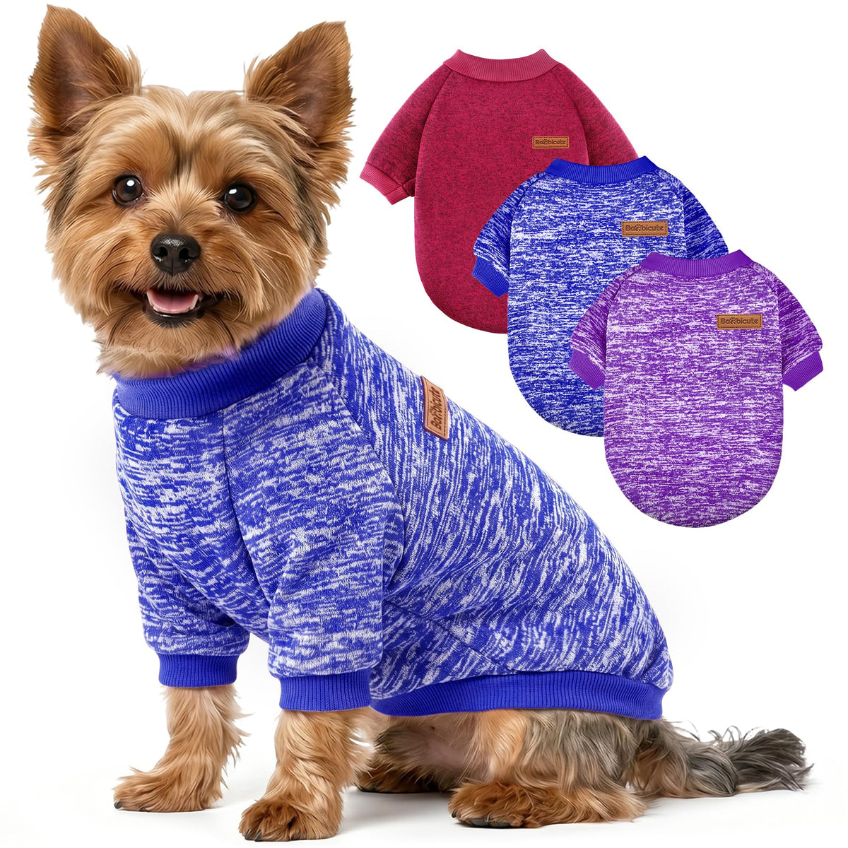 BAOBICUTE 1 Pack Dog Sweater for Small Dogs Girl Boy Winter Fleece Clothes Warm Soft Dog Sweatshirt Outfit for Dogs Cats Pet Apparel