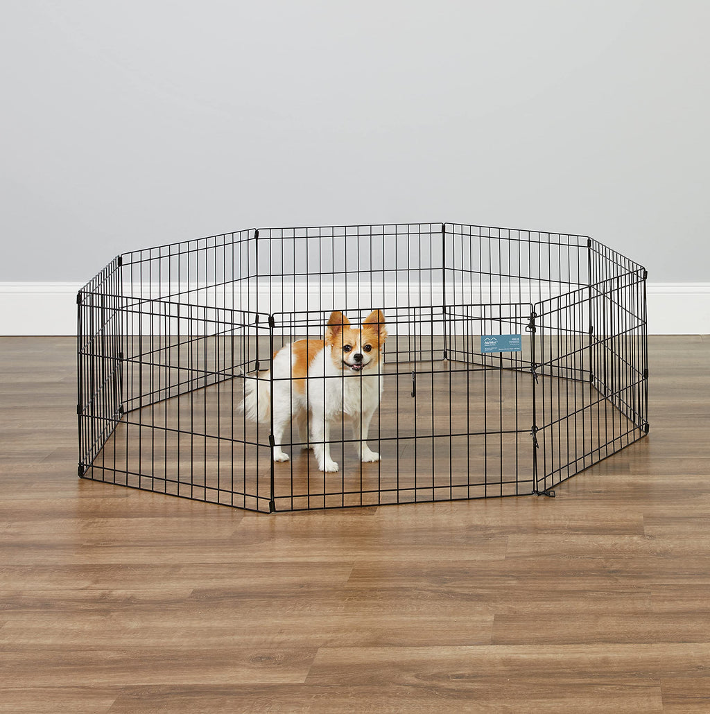 MidWest Homes for Pets 18-Inch Exercise Pen, for Indoor and Outdoor use, 16 Sq Feet of Play, Folding Dog Pen, No Door Design for Maximum Security, Easy to Set Up, Foldable Dog Playpen
