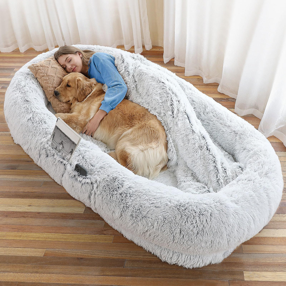 WROS Human Dog Bed for Adult, 71"x45"x12" Giant Calming Nest Beds, Grey