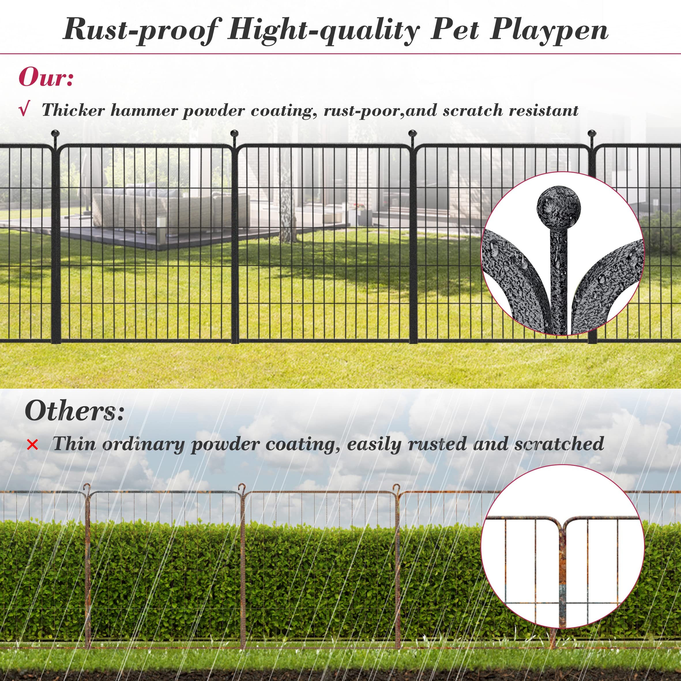 Jhsomdr Dog Playpen 32 inch 30 Panels Indoor Outdoor Dog Pen for Medium/Small Dogs Heavy Duty Metal Dog Fence Outdoor for Yard, Puppy Playpen with Door Portable Pet Fence for RV Camping Yard