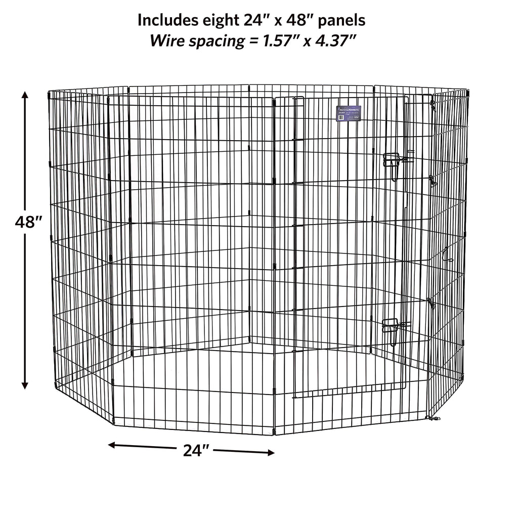 MidWest Homes for Pets 48-Inch Exercise Pen, for Indoor and Outdoor Use, 16 Sq Feet of Play, Single Door Folding Dog Pen, with Large Door Opening & Secure Latch, Easy to Set Up, Foldable Dog Playpen