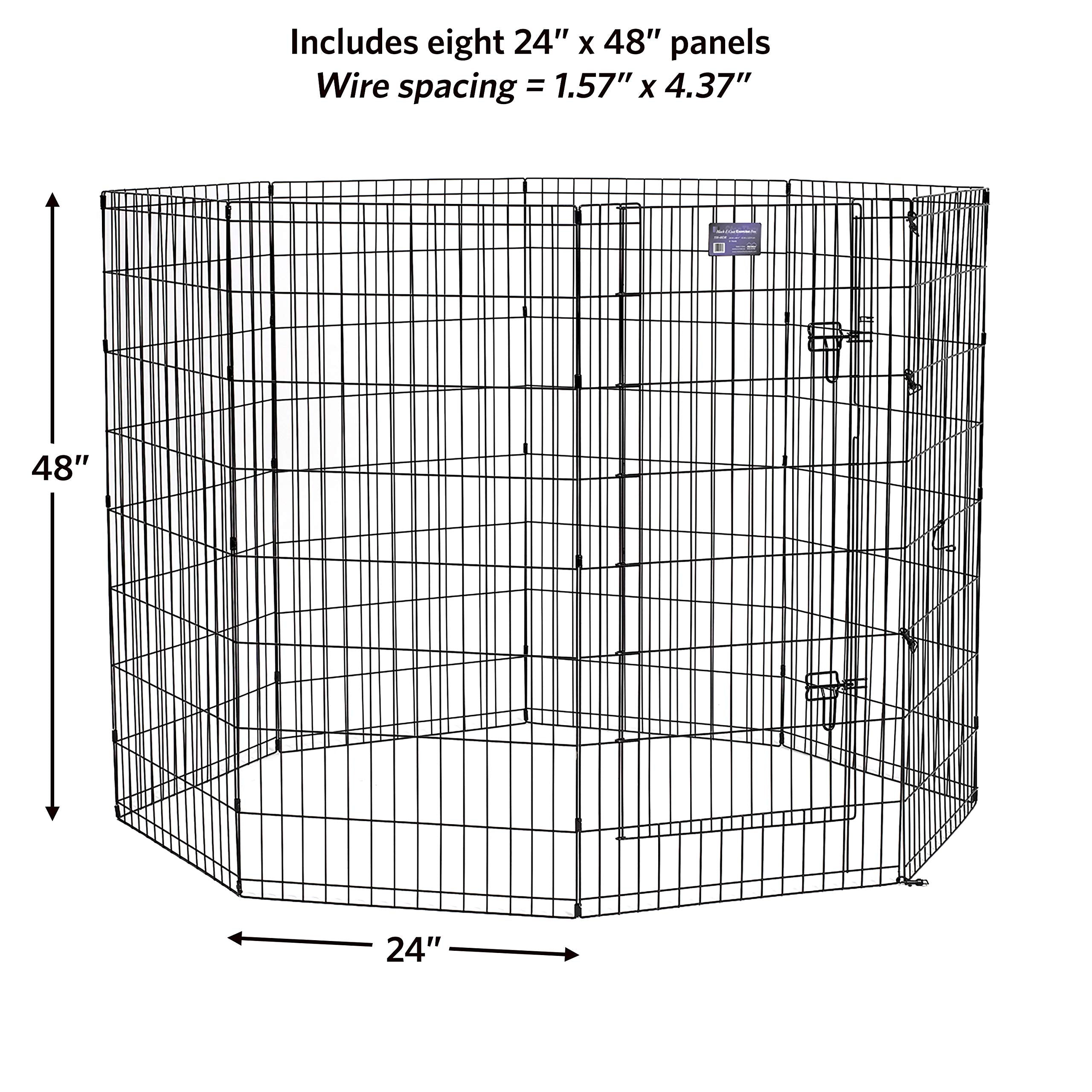 MidWest Homes for Pets 48-Inch Exercise Pen, for Indoor and Outdoor Use, 16 Sq Feet of Play, Single Door Folding Dog Pen, with Large Door Opening & Secure Latch, Easy to Set Up, Foldable Dog Playpen