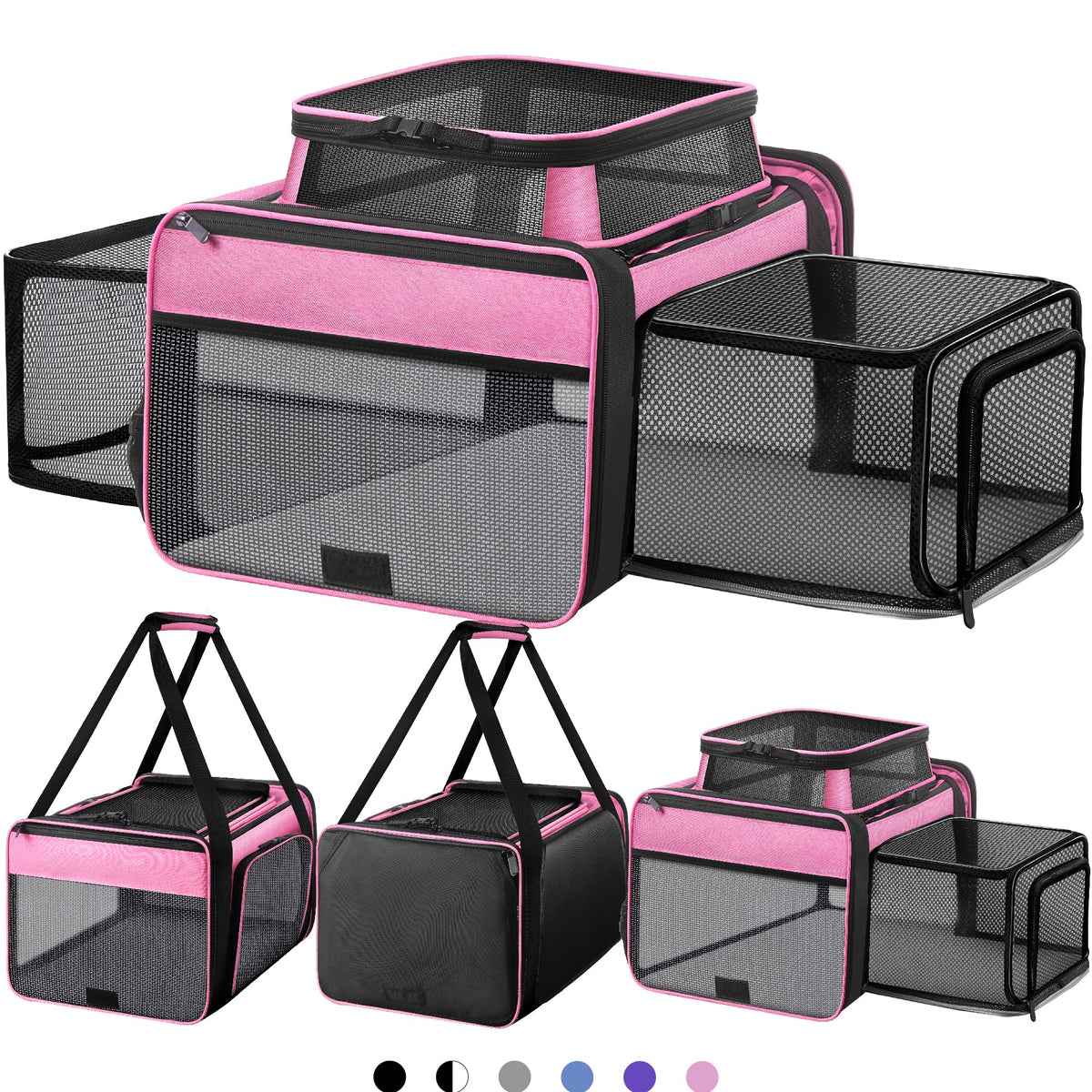 Top and 2 Sides Expandable Cat Carrier 18x11x11 TSA Airline Approved