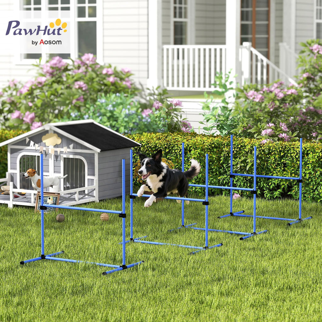 PawHut 4 Piece Dog Agility Training Equipment for Dog Agility Course Blue