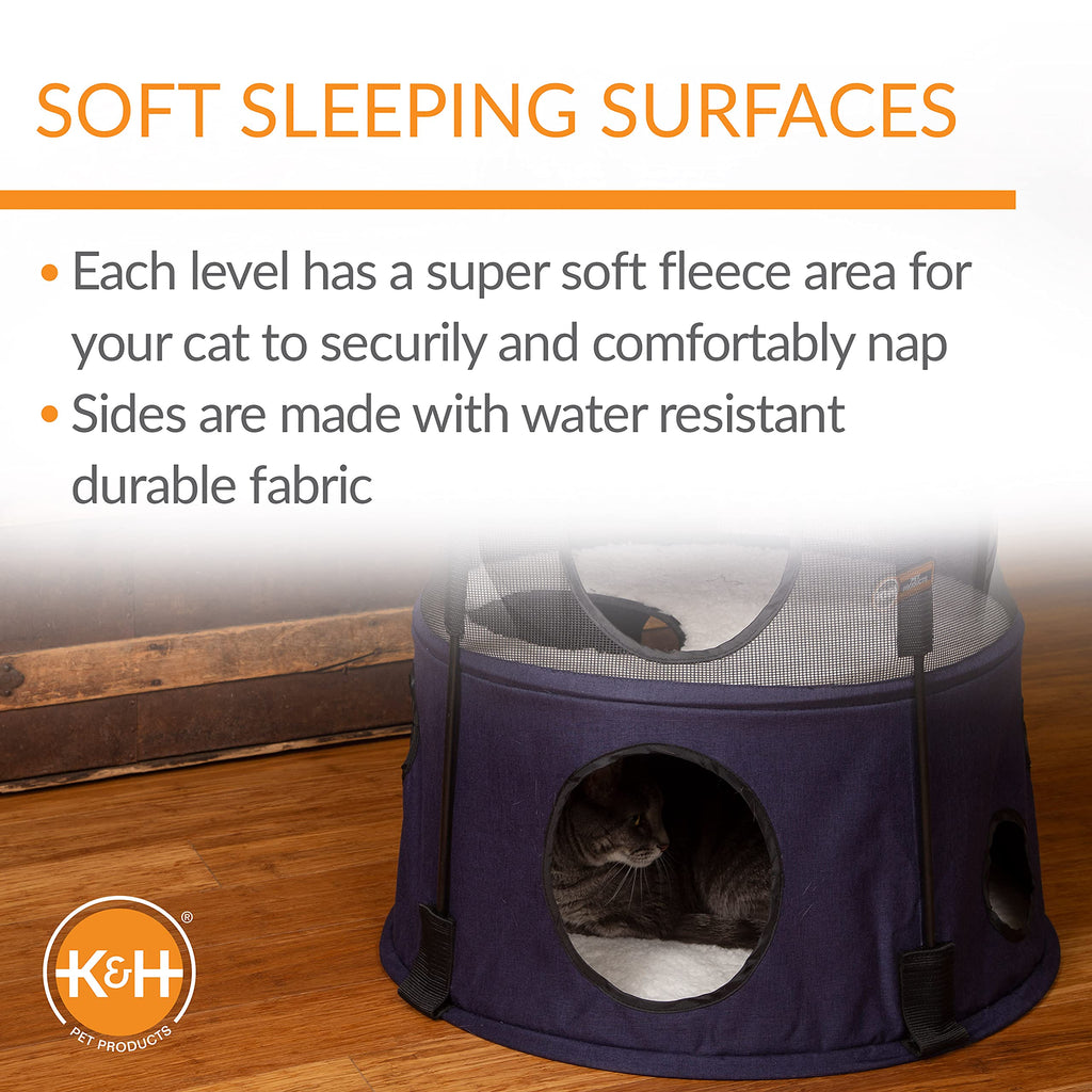 K&H Cat Tower, Tree Condo for Multiple Large Indoor Cats, 3 Level, Denim
