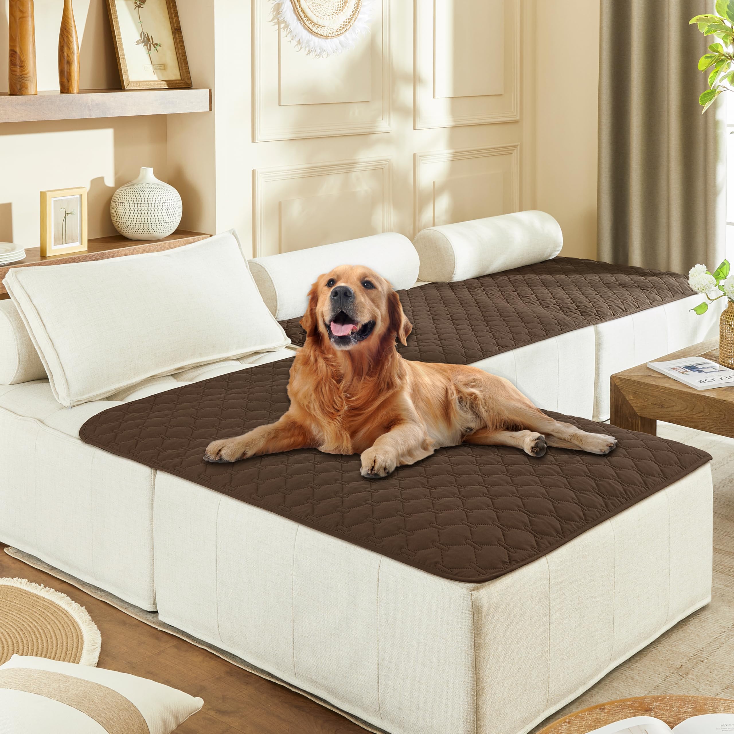 gogobunny 3X Stronger Waterproof Pet Blanket, Scratch Proof Furniture Protector for Dogs Cats, Reversible Cover 40x50 Inch, Dark Chocolate