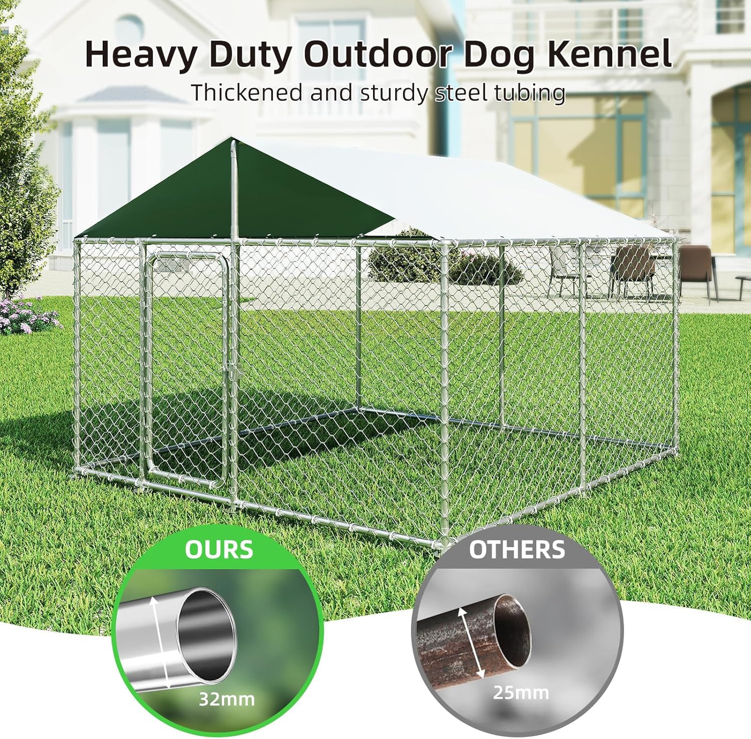 Docagt 7.8'x7.8' Large Outdoor Dog Kennel, Heavy Duty Dog Enclosure with Roof, Weather Resistant Cover and Security Lock(93"x93")
