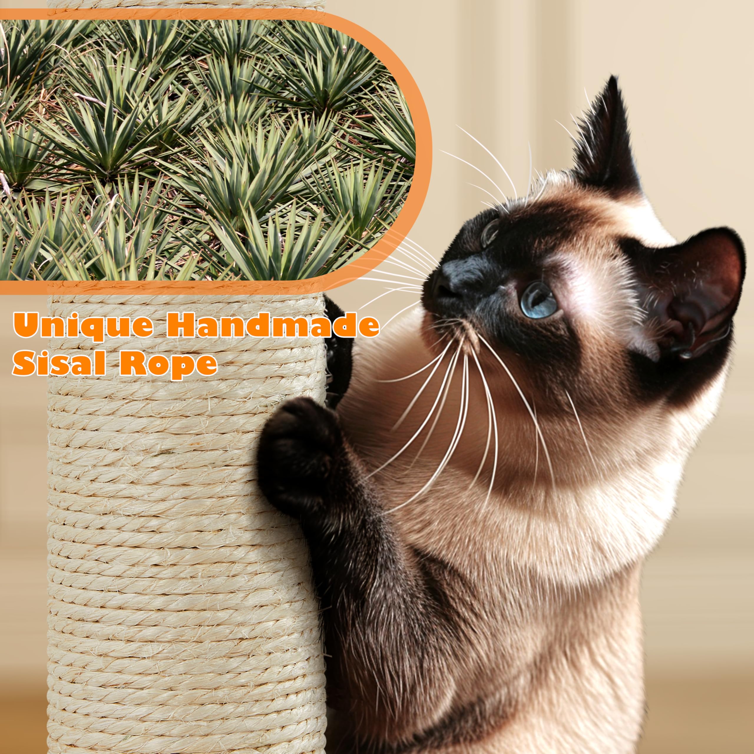 Topeakmart 62.2 inches Cat Tree with Double Condos, Scratching Posts & Hammock, Kitty Activity Tree Center Kitten Play House