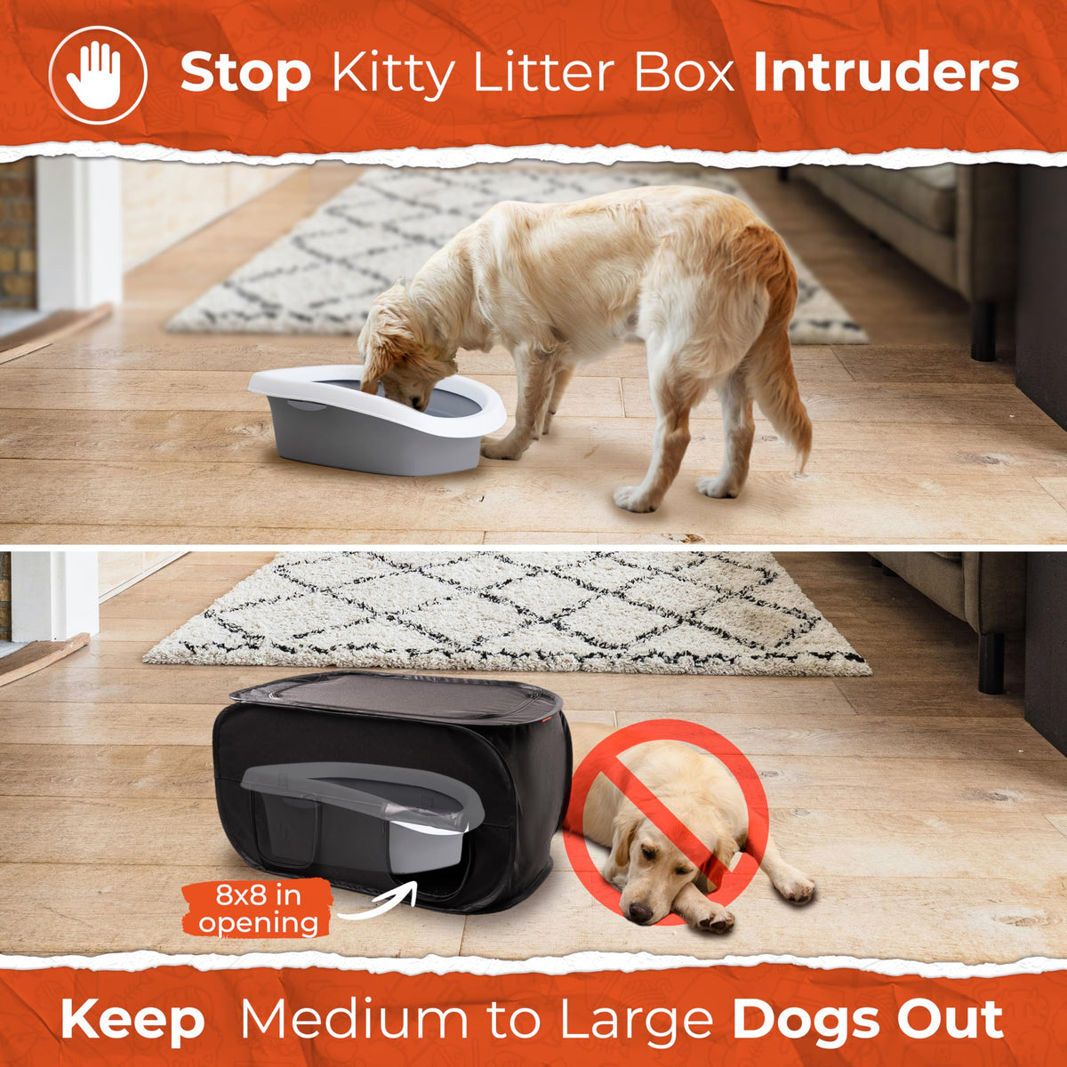 PEXTER Cat Litter Box Enclosure, Dog Proof, Discreet and Hidden Cat Litter Box Hider, Kitty Litter Trap Design with Easy-Clean Feature, Scoop and Deodorizer Storage Pockets, Lightweight and Waterproof