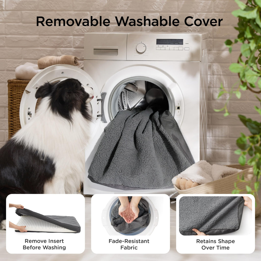 Bedsure Small Dog Bed, Cat Puppy Bed with Comfy Sherpa, 24"x16" Dark Grey