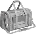Soft-Sided Cat/Dog/Pet Carrier, Collapsible Pets Travel Carriers for Big Cats/Small Dogs with Shoulder Strap & Removable Mat, Mesh Puppy Carry Bag, Up to 16 Lbs, TSA Airline Approved(Gray)