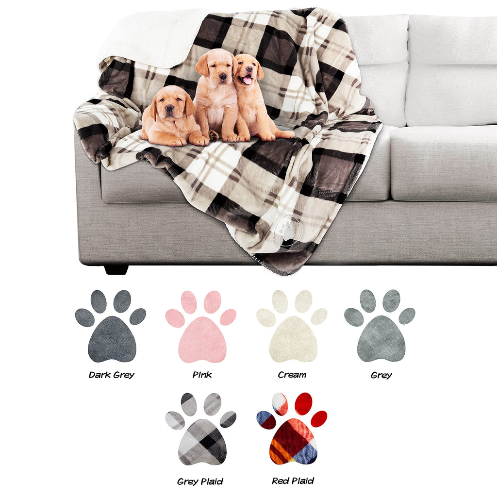 Pet Blanket - Reversible Waterproof Plaid Throw Protects Couch, Car, and Bed from Spills, Stains, or Fur - Dog and Cat Blankets by Petmaker (Gray)
