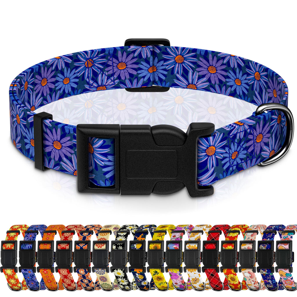 Seyezo Dog Collar, Classical Indian Spirit Boys Girls Puppy Collar for Small Medium Large Dogs, Adjustable Soft Indian Pet Collar with Safety Buckle for Male Females(Purple,L)