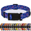 Seyezo Dog Collar, Classical Indian Spirit Boys Girls Puppy Collar for Small Medium Large Dogs, Adjustable Soft Indian Pet Collar with Safety Buckle for Male Females(Purple,L)