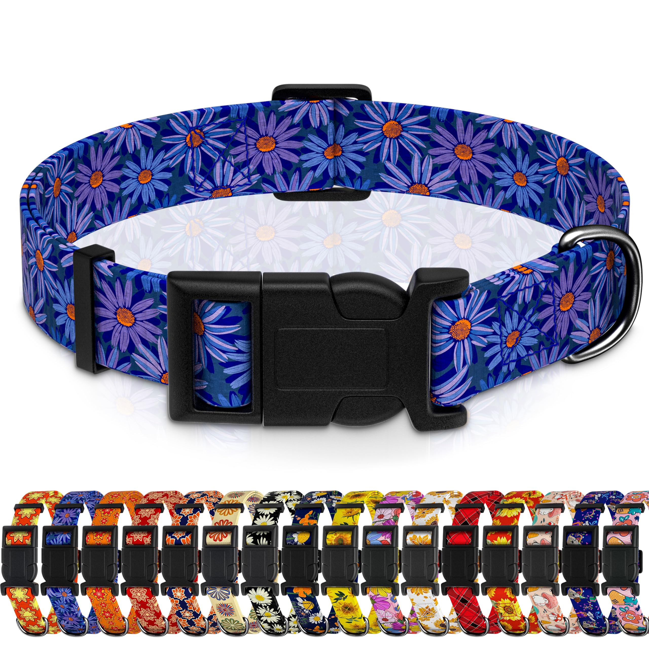 Seyezo Dog Collar, Classical Indian Spirit Boys Girls Puppy Collar for Small Medium Large Dogs, Adjustable Soft Indian Pet Collar with Safety Buckle for Male Females(Purple,L)