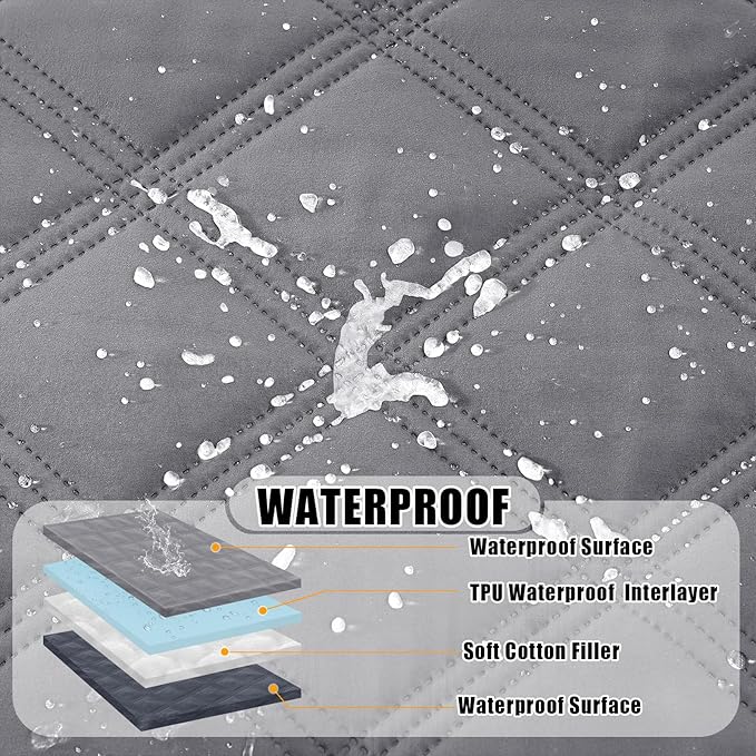 Smiry Waterproof Dog Bed Cover Blanket 68x82, Soft Reversible Pet Blanket, Washable Leakproof Cats Dogs Couch Cover for Sofa, Couch, Furniture, Grey/Dark Grey