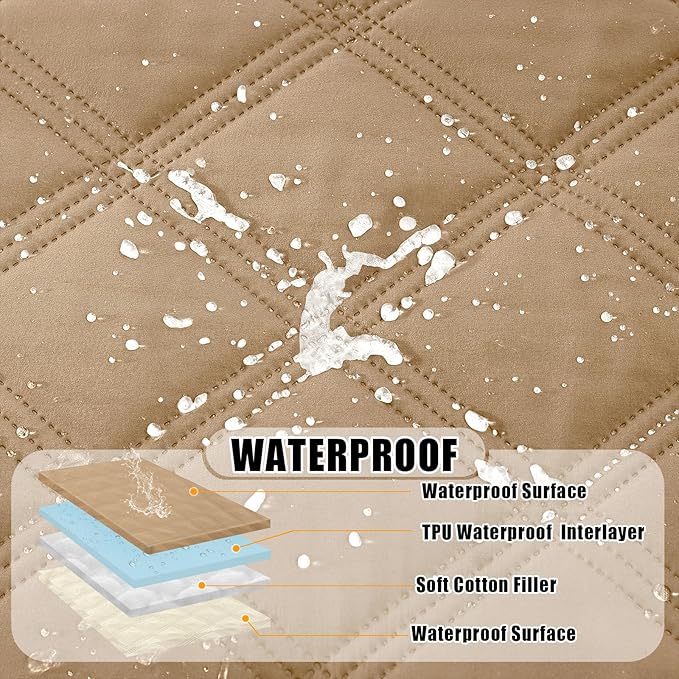 Smiry Waterproof Dog Bed Cover Blanket 40x70, Soft Reversible Pet Blanket, Washable Leakproof Cats Dogs Couch Cover for Sofa, Couch, Furniture, Camel/Beige