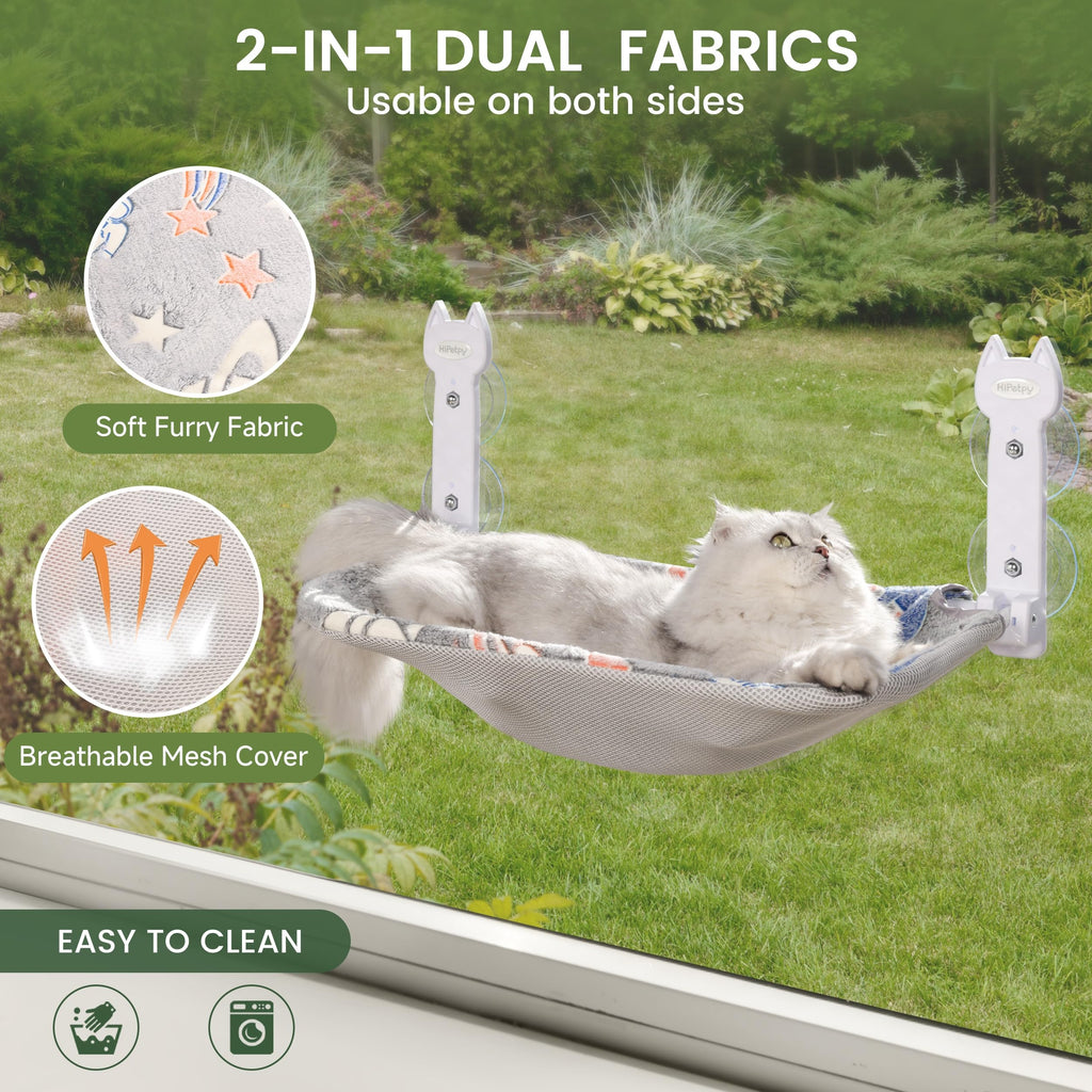 HiPetpy 1-Pack Cat Window Perch, Cordless Foldable Cat Hammock