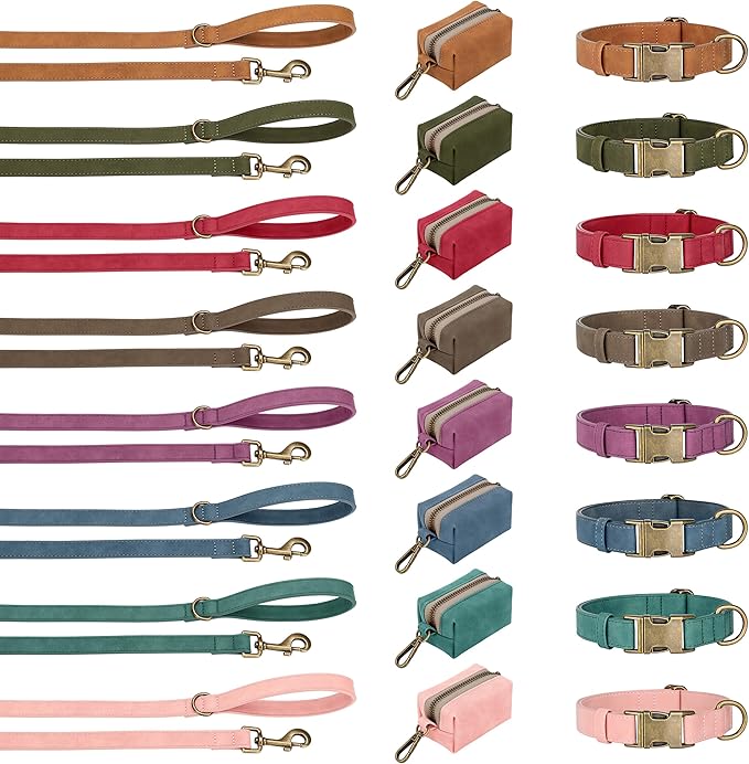 Didog Soft PU Leather Dog Collar, Stylish Quick Released Dog Collars for Medium Dogs, Easy Clean Adjustable Pet Collar for Daily Walking, Red, M Fit 13-21" Neck