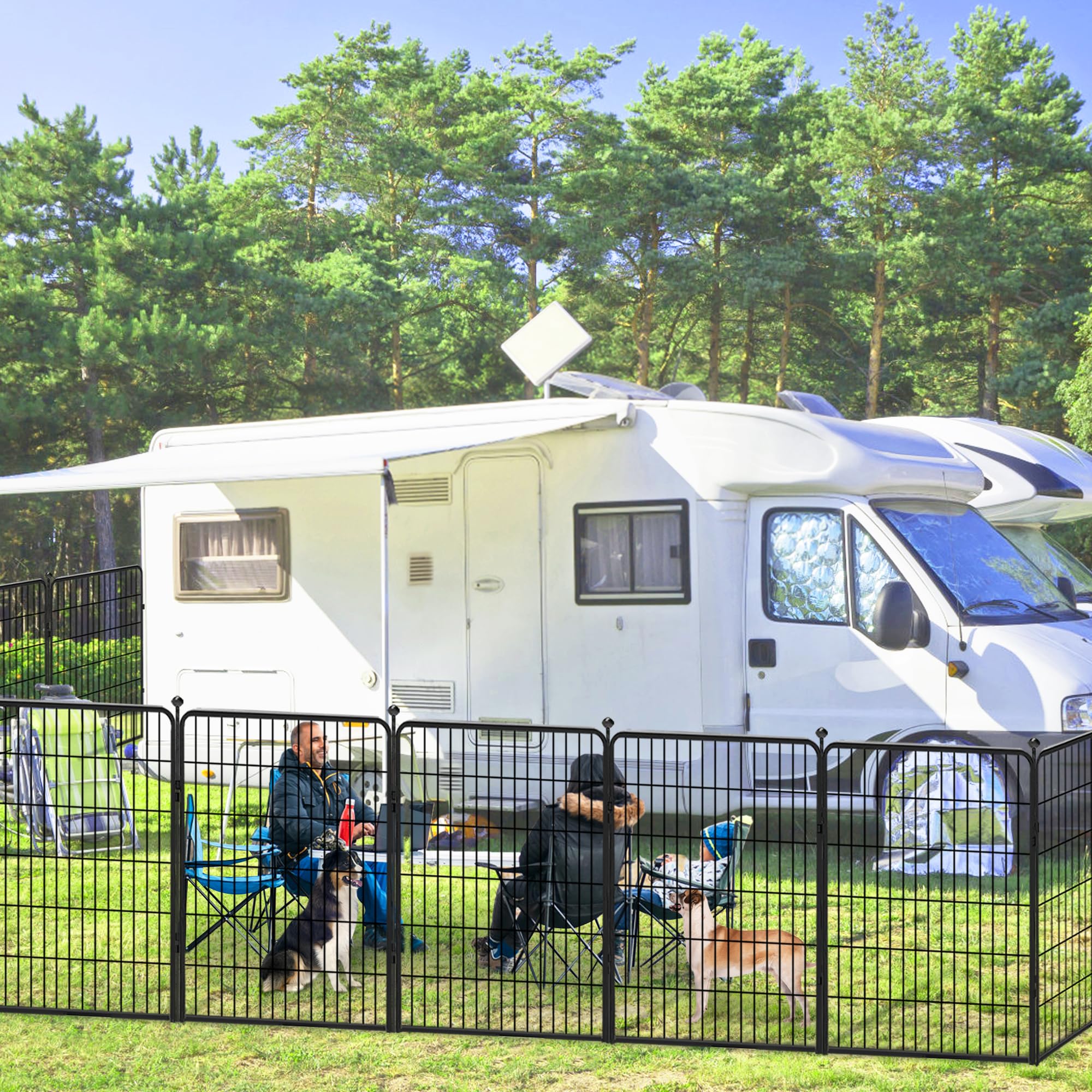 Jhsomdr Dog Playpen 40 inch 30 Panels Indoor Outdoor Dog Pen for Large/Medium/Small Dogs Heavy Duty Metal Dog Fence Outdoor for Yard, Puppy Playpen with Door Portable Pet Fence for RV Camping Yard