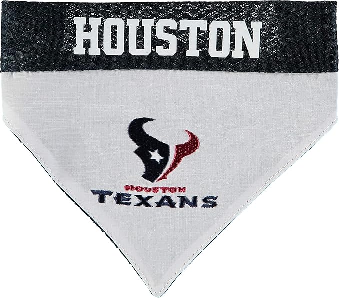 NFL DOG BANDANA - HOUSTON TEXANS REVERSIBLE PET BANDANA. 2 Sided Sports Bandana with a PREMIUM Embroidery TEAM LOGO, Large/X-Large. - 2 Sizes & 32 NFL Teams available