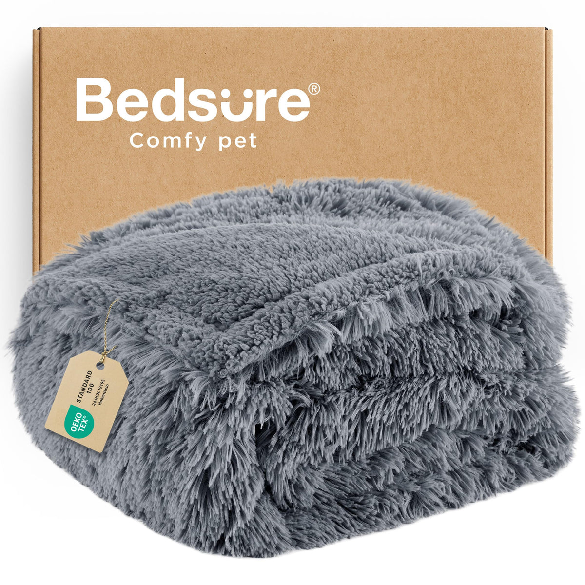 Bedsure Waterproof Dog Blankets for Large Dogs, Fluffy Faux Fur, 60×80"