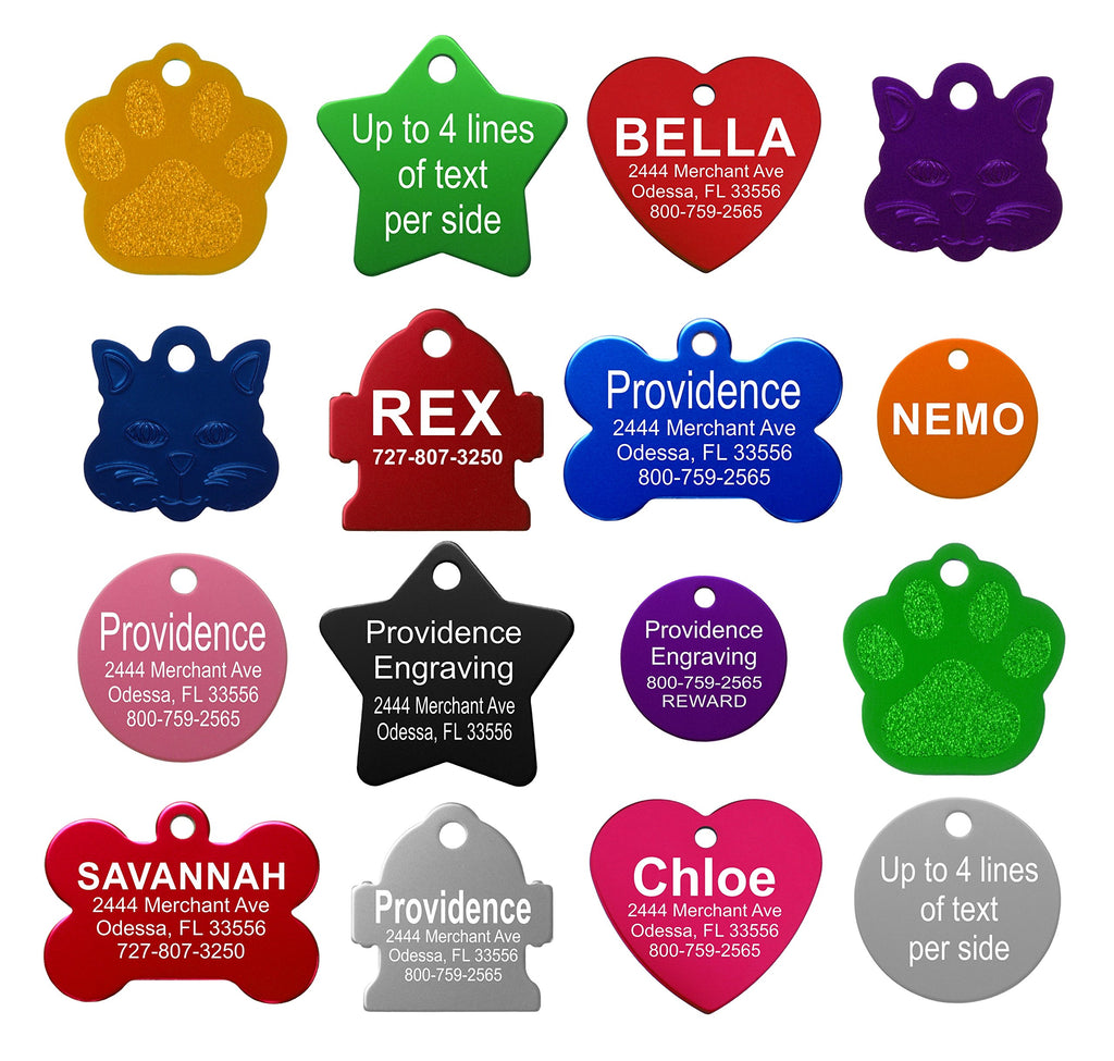 Providence Engraving Custom Engraved Aluminum Pet Tags, Cat & Dog ID Tags