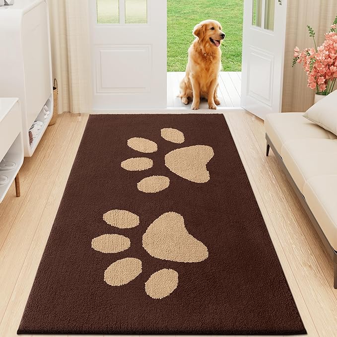 Buganda Dog Door Mat for Muddy Paws 47x24, Absorbent Doormat for Inside — 59.0"l X 35.0"w X 0.6"th