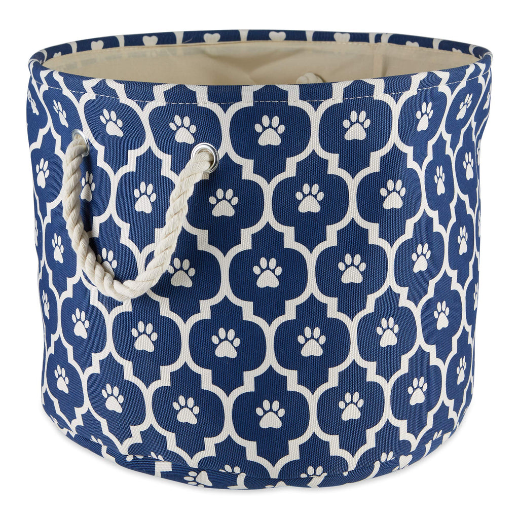 Bone Dry 6192 Pet Storage Collection Lattice Paw Print, Medium Round, Nautical Blue